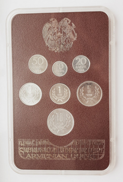 M01 Armenia set monetarie 7 monede 1994 10, 20, 50 luma 1, 3, 5, 10 Dram (brown)