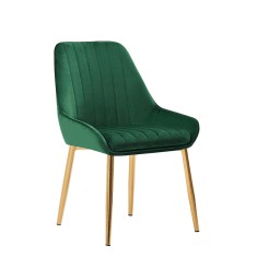 Scaun tapiterie catifea verde smarald picioare crom auriu Perlia 56x62x89 cm