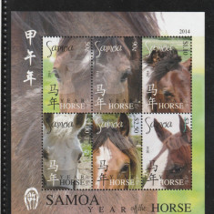 Samoa 2014-Fauna,Zodiacul chinezesc,Anul calului,bloc 6 val.,MNH,Mi.WS Bl.86