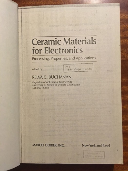 Relva C. Buchanan - CERAMIC MATERIALS FOR ELECTRONICS (New York - copie xerox)