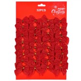 Set Fundite Decorative Craciun, Rosii, Catifelate, 5.5x2cm, 32 Bucăți, Oem