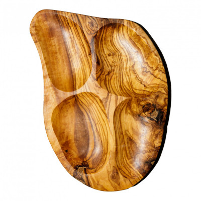 Platou servire Campania Design 4 compartimente din lemn de maslin foto