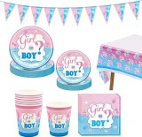 Set de vesela pentru petrecerea bebelusului FCQLFYF, hartie, multicolor, 42 piese , pentru 8 persoane
