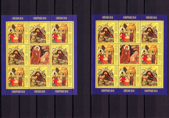 ✅RO 2018 ,LP 2219 g , &quot;Craciun 2018 &quot;, TIP I+II pereche minicoli,MNH