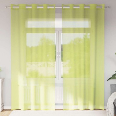 Perdele Voile cu Oelii 2 buc Verde măr 140x245 cm foto