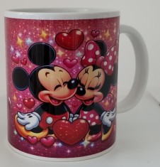 Cana alba personalizata &quot;mickey si minnie 3&quot;, INOVATIX&reg;. 330ml