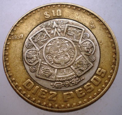 7.643 MEXIC 10 PESOS 1999 BIMETAL foto