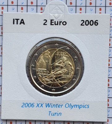 Italia 2 euro 2006 UNC - Winter Olympics - km 246 - cartonas personalizat - E001 foto