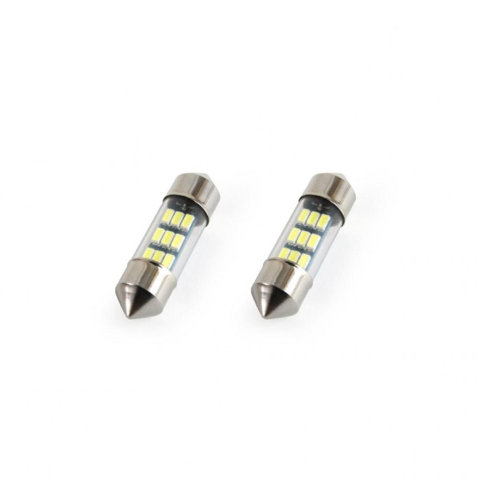 Set becuri auto cu LED sofit compatibil C5W 9 SMD 31mm Alb 12V, destinat competitiilor auto sau off-road