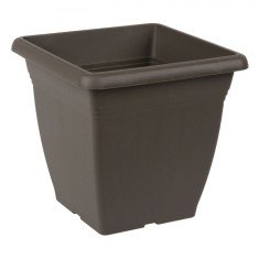 Ghiveci Patrat Flori, Plastic, Maro, Capacitate 9 l, 25.5x25.5x24.5 cm