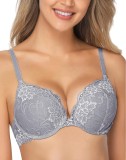 Cumpara ieftin Sutien Push-Up, Wingslove WL01, dantela florala, efect de marire, sustinere cu armatura , confort, look feminin si seducator, marime 75C
