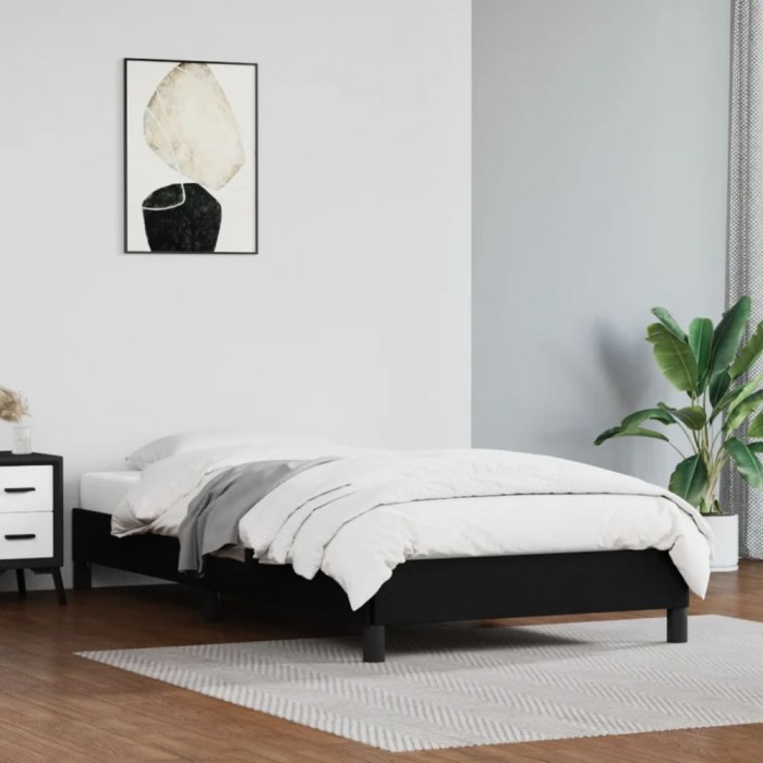 vidaXL Cadru de pat, negru, 90x190 cm, piele ecologică