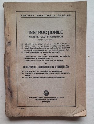 Instrucțiunile Ministerului Finanțelor &amp;ndash; Monitorul Oficial &amp;ndash; București 1949 &amp;ndash; tabele impozite foto