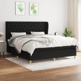 VidaXL Pat box spring cu saltea, negru, 160x200 cm, textil