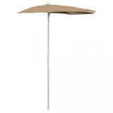 Cumpara ieftin Umbrela de gradina cu stalp, gri taupe, 180x90 cm, semirotunda