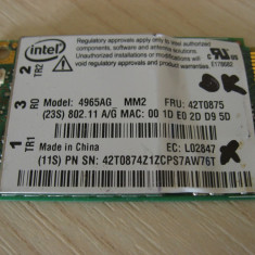 Placa wireless laptop Lenovo ThinkPad T61, Intel 4965AG_MM2, 42T0875, L02847