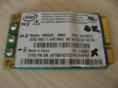 Placa wireless laptop Lenovo ThinkPad T61, Intel 4965AG_MM2, 42T0875, L02847 foto