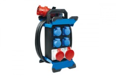 Prelungitor Stecky 13 pentru santier cu 4 prize monofazice schuko 16A 250V , 1 priza trifazica CEE 5 poli 16A IP44 si 1 priza trifazica CEE 5 poli 32A
