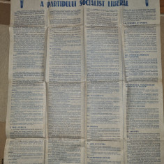 AFIS 1990-platforma program a partidului socialist liberal - dimensiuni 86/61 cm