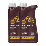 Pachet 2 litri Ulei Motor MANNOL 2-Takt Plus Sintetic (Motoare 2T High-Performance, JASO FD)