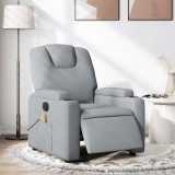 VidaXL Fotoliu electric de masaj rabatabil, gri deschis, microfibră