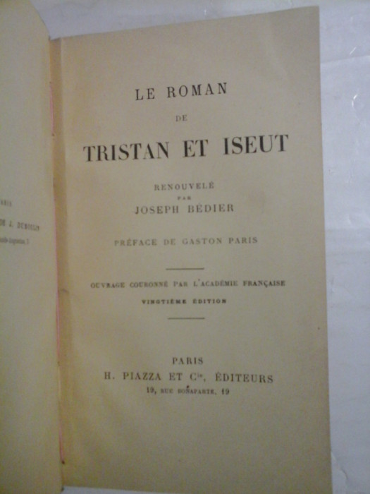 LE ROMAN DE TRISTAN ET ISEUT - Paris