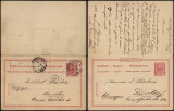 Germany 1893 Postal stationery + Reply D&uuml;sseldorf to Brussels Belgium D.281