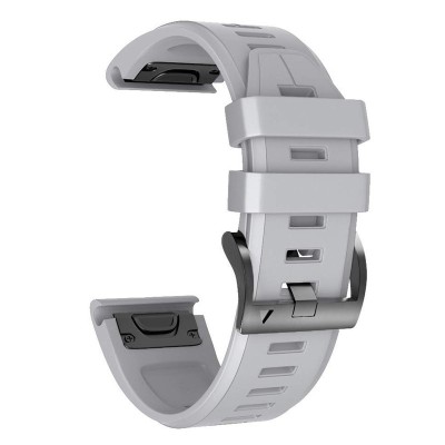 Curea silicon compatibila Garmin Fenix 6X, 26mm, Gri foto