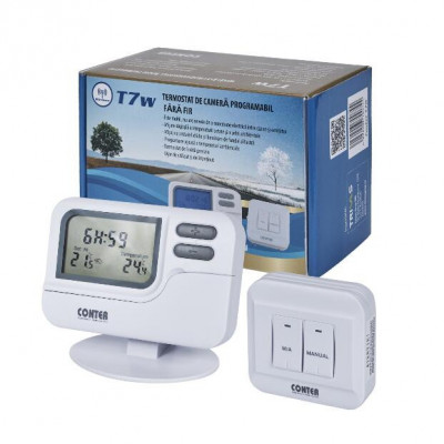 Termostat ambiental digital, programabil, fara fir, Conter T7W foto