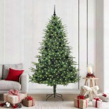 vidaXL Brad de Crăciun artificial pre-luminat cu set de bile Verde 3395358