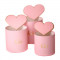 Set 3 cutii rotunde cu inimi - model with love roz