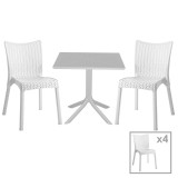 Cumpara ieftin Set de gradina masa si scaune Groovy-Confident set 5 piese plastic alb 80x80x74.5cm