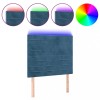 Tablie de pat cu LED, albastru inchis, 100x5x118/128cm, catifea