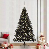 vidaXL Brad de Crăciun artificial pre-iluminat Negru 240 cm PVC 3397165