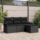 Gossi set canapea gradina 4 piese cu perne negru poliratan