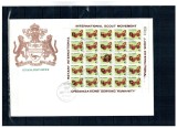 Guyana 1989 - Fluturi, minicoli cu supratipar, set 6 plicuri prima zi