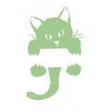 Sticker decorativ pentru intrerupator, Pisica, Verde inchis,11.5 cm, S1018ST-10