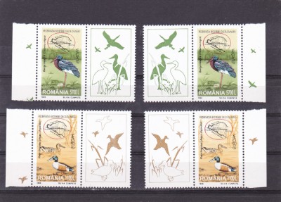 EUROPA ,PASARI DIN DELTA DUNARII,2 SERII CU VINIETE STG + DR.,1999,Lp.1485a,MNH. foto