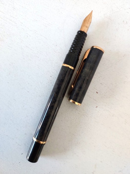 Stiloul Waterman Marble vintage, penita de aur si accente placate in aur, Franța