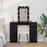 Masă de toaletă cu LED, stejar negru, 102x33x135 cm