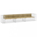 Cumpara ieftin Banca gradina design gabion, 347x71x65,5 cm, lemn pin impregnat