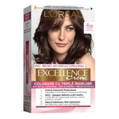 Vopsea de Par Permanenta L&amp;#039;OREAL Paris Excellence Creme 4, Saten Mediu, 192 ml, Cu Amoniac, Vopsea de Par, Vopsea de Par Permanenta, Vopsea de Par L&amp;#039;O foto