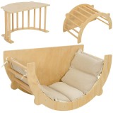 AIYAPLAY Arc Montessori 3 &icirc;n 1 pentru Copii de 18-48 Luni, Structură de Cățărare, Măsuță și Balansoar cu Pernă | Aosom Romania