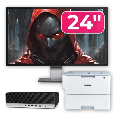 Pachet Calculator Second Hand HP ProDesk 800 G3 SFF, Intel Core i5-7500 3.40 - 3.80GHz, 16GB DDR4, 500GB SSD + 1TB HDD, DVD-ROM + Monitor 24&amp;amp;quot; &amp;amp; I foto