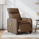 VidaXL Fotoliu electric de masaj rabatabil, maro, textil
