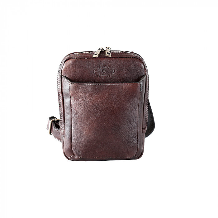 Borseta de umar, crossbody, din piele naturala, maro, GB121B