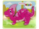 Puzzle interactiv din lemn cu dinozaur roz, Lean 10344