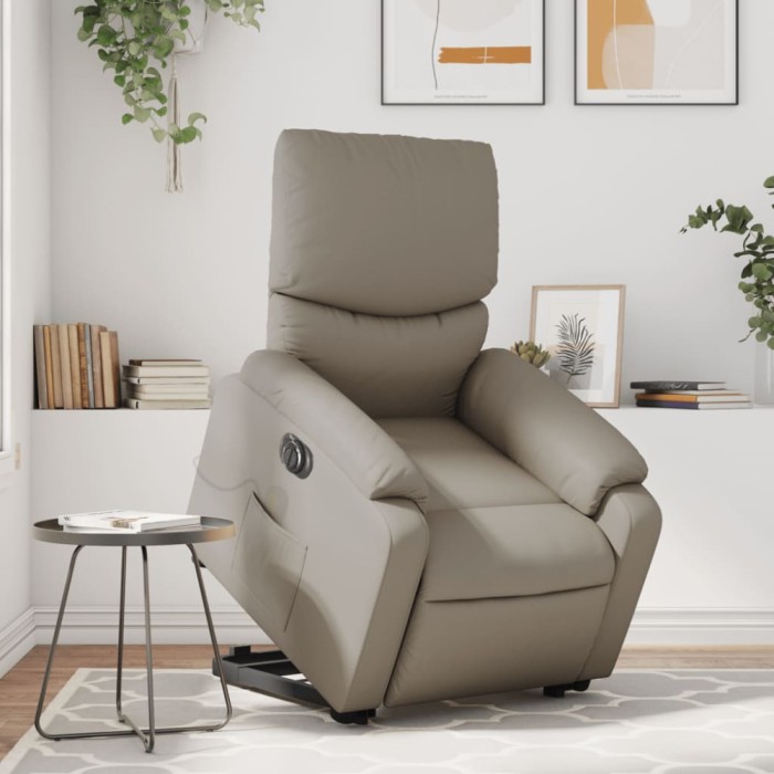 vidaXL Fotoliu electric masaj rabatabil cu ridicare, cappuccino