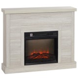 HOMCOM Șemineu Electric cu Flacără 3D, Oprire Automată, &Icirc;ncălzire Reglabilă și Temporizator, 96,5x22x81,7 cm, Gri Deschi | Aosom Romania