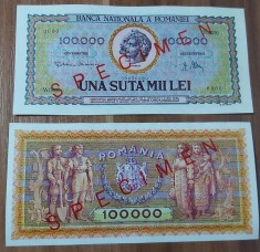 REPRODUCERE bancnota specimen 100.000 lei 1947- Romania